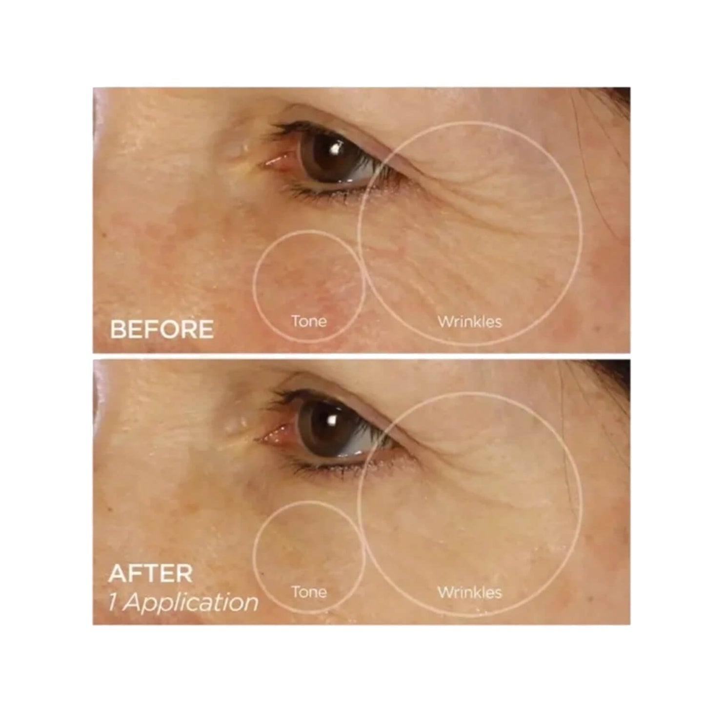 before and after of using eye gels for eye puffs, dark circles, fine lines and wrinkles available at Heygirl.pk for delivery in Pakistan
