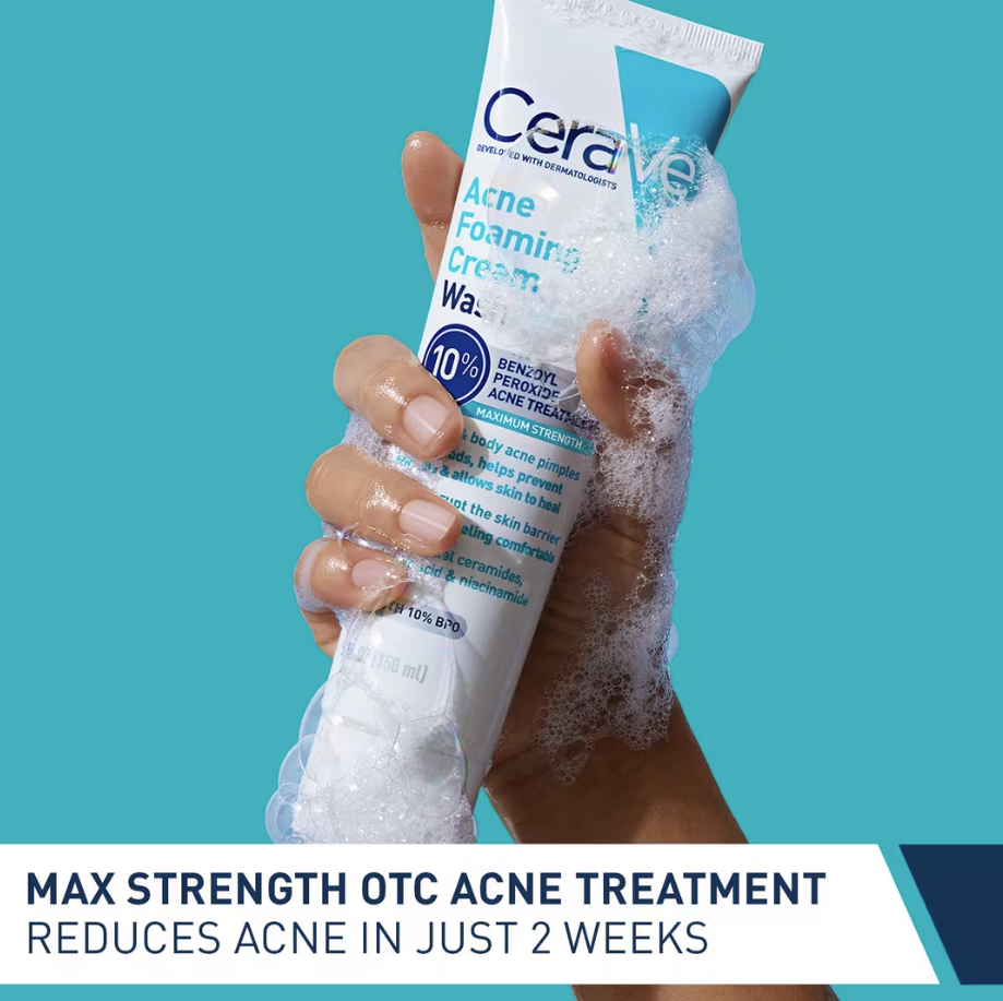 image showing benefits of using CeraVe Acne Foaming Cream Wash for acne and pimples available in Pakistan