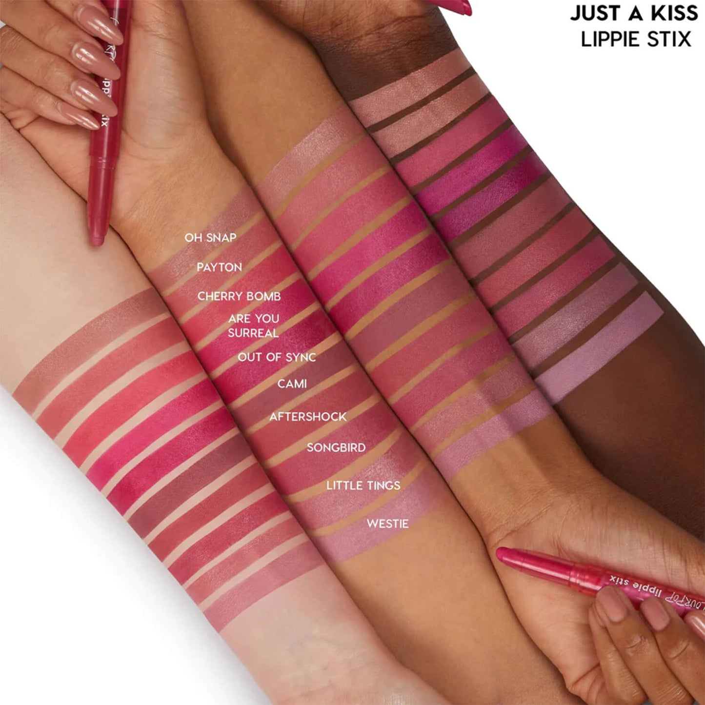 swatch of Colourpop lippie stix gift sets for her available at Heygirl.pk for delivery in Pakistan