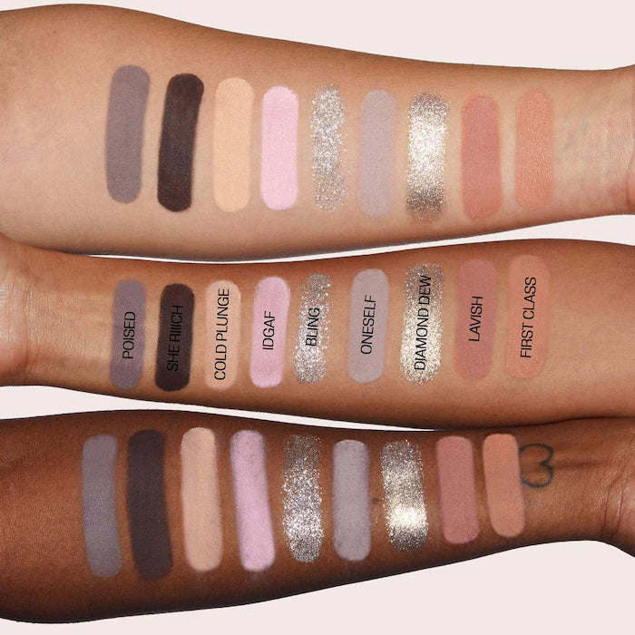 swatch image of Huda Beauty Icy Nude Eyeshadow Palette for her available at Heygirl.pk for delivery in Pakistan.