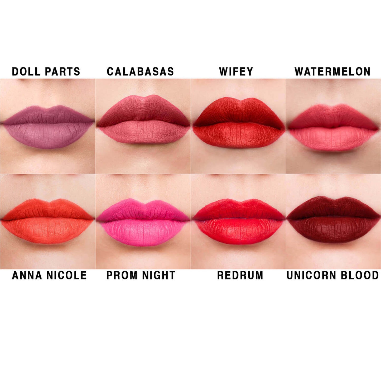 swatch of Jeffree Star Mini Velour Liquid Lipstick set available at Heygirl.pk for delivery in Pakistan