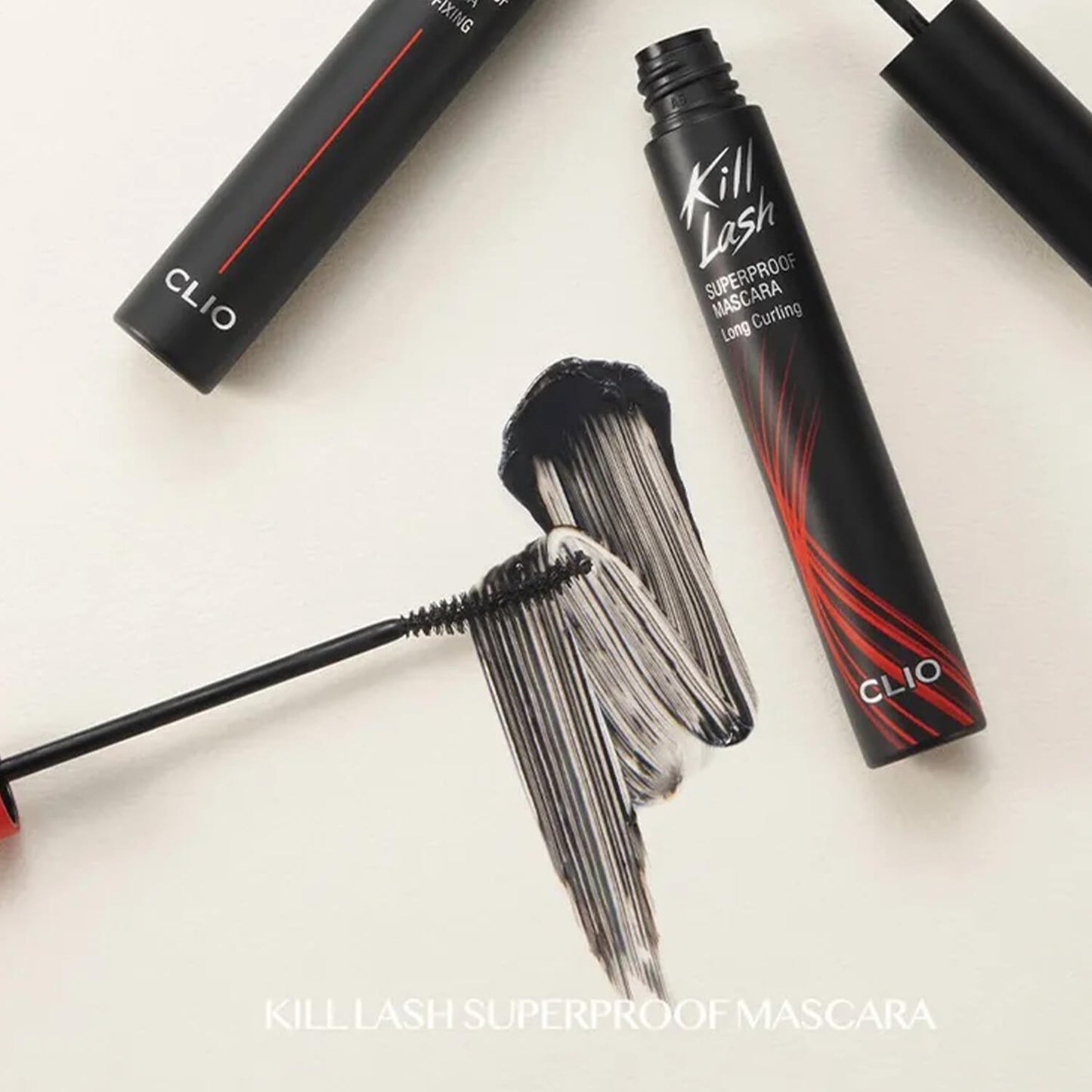 swatch image of using korean waterproof clio mascara for her available at Heygirl.pk for delivery in Pakistan