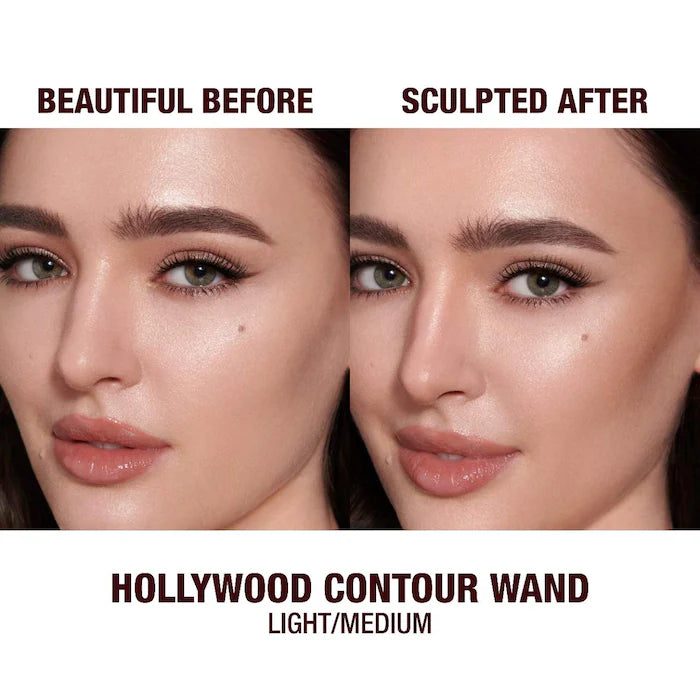 image showing before and after of Charlotte Tilbury Hollywood Contour Wand for her available at Heygirl.pk for delivery in Pakistan.