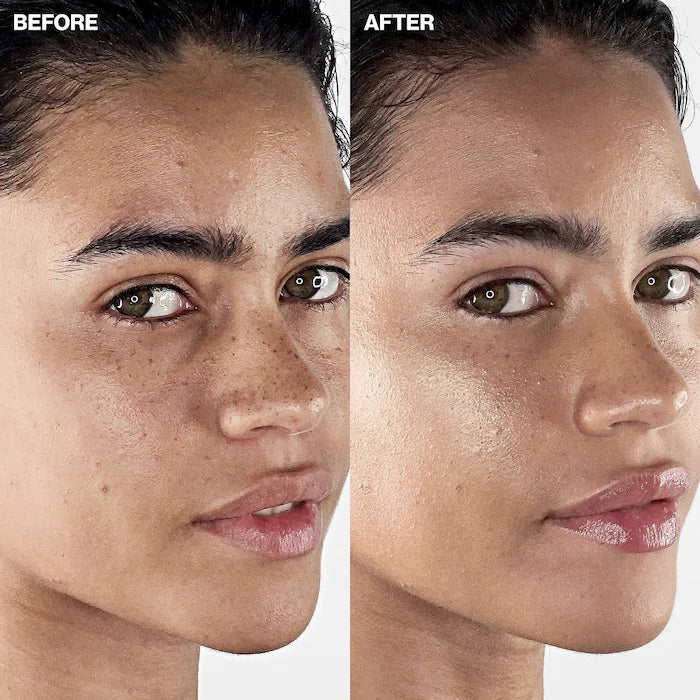 image showing girl after using becca highlighter champagne pop available at Heygirl.pk for delivery in Pakistan