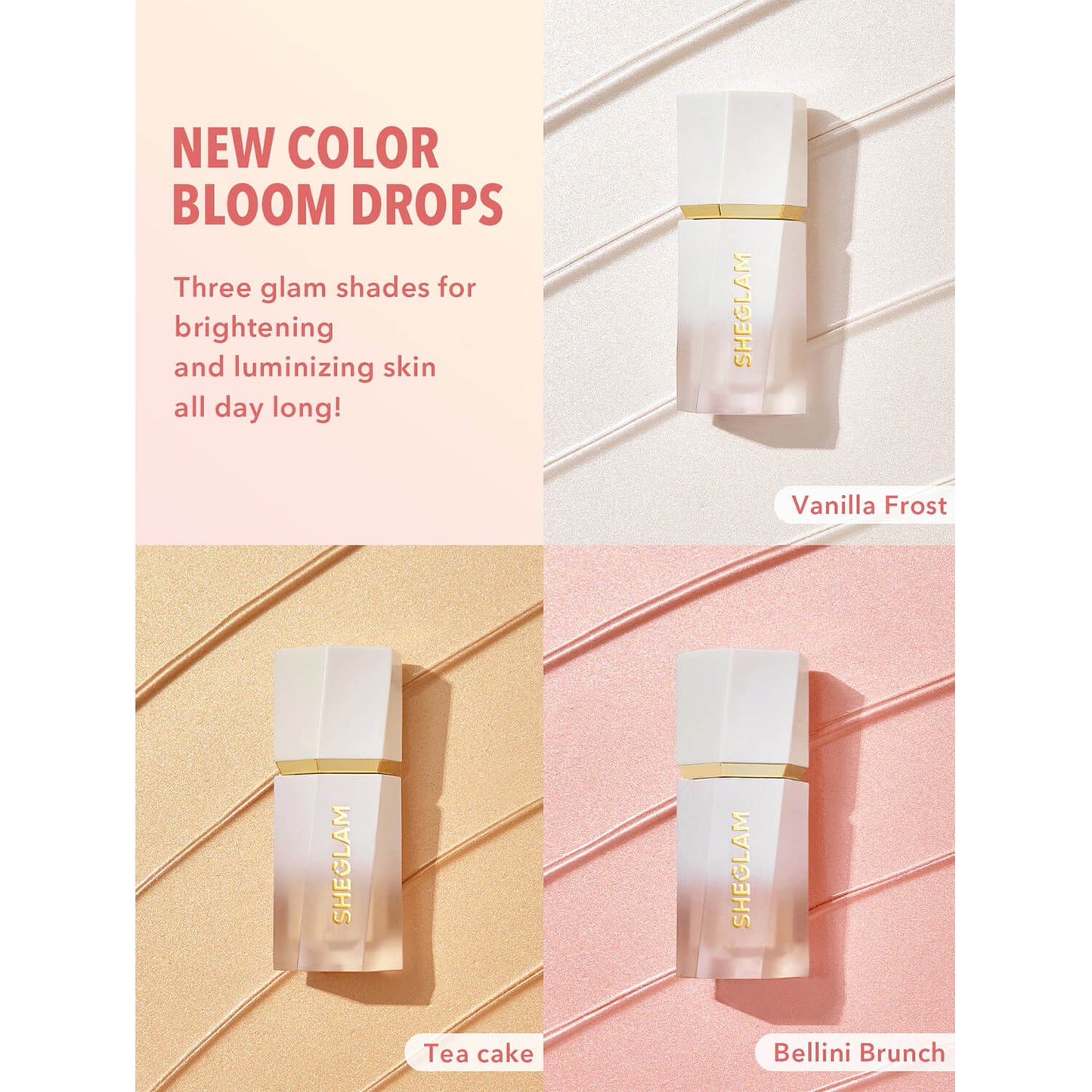 swatch image of Sheglam Glow Bloom Liquid Highlighter for her available at Heygirl.pk for delivery in Pakistan