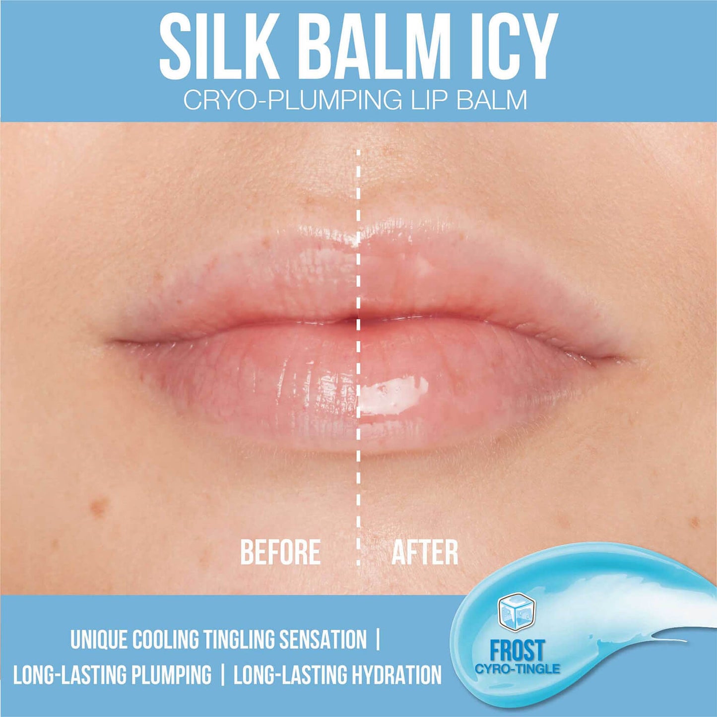 result of using Huda Beauty Icy Plumping Silk Lip Balm available available at Heygirl.pk for delivery in Pakistan.