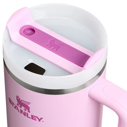 closeup look of 100% original Stanley Quencher H2.0 Tumbler 40oz in Pink cherry color at  Heygirl.pk in Pakistan