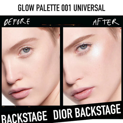 image showing before and after result of Dior backstage face glow palette available at Heygirl.pk for delivery in Pakistan