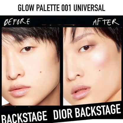 image showing before and after result of Dior backstage face glow palette available at Heygirl.pk for delivery in Pakistan