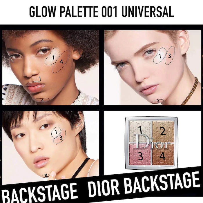 image showing how to apply Dior backstage face glow palette available at Heygirl.pk for delivery in Pakistan