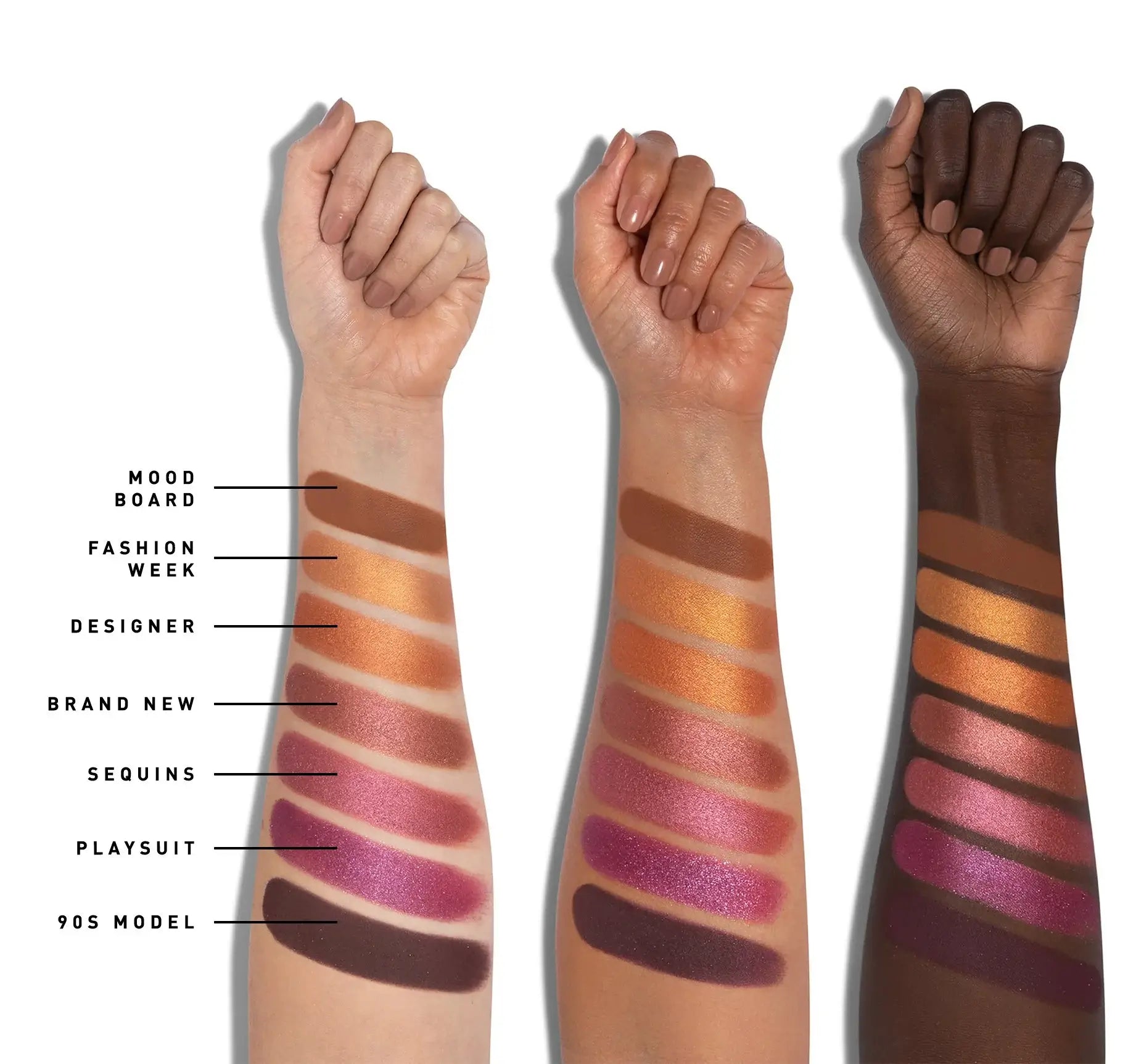 image showing swatch of Morphe 35F Fall into Frost Eyeshadow Palette available at Heygirl.pk for delivery in Pakistan