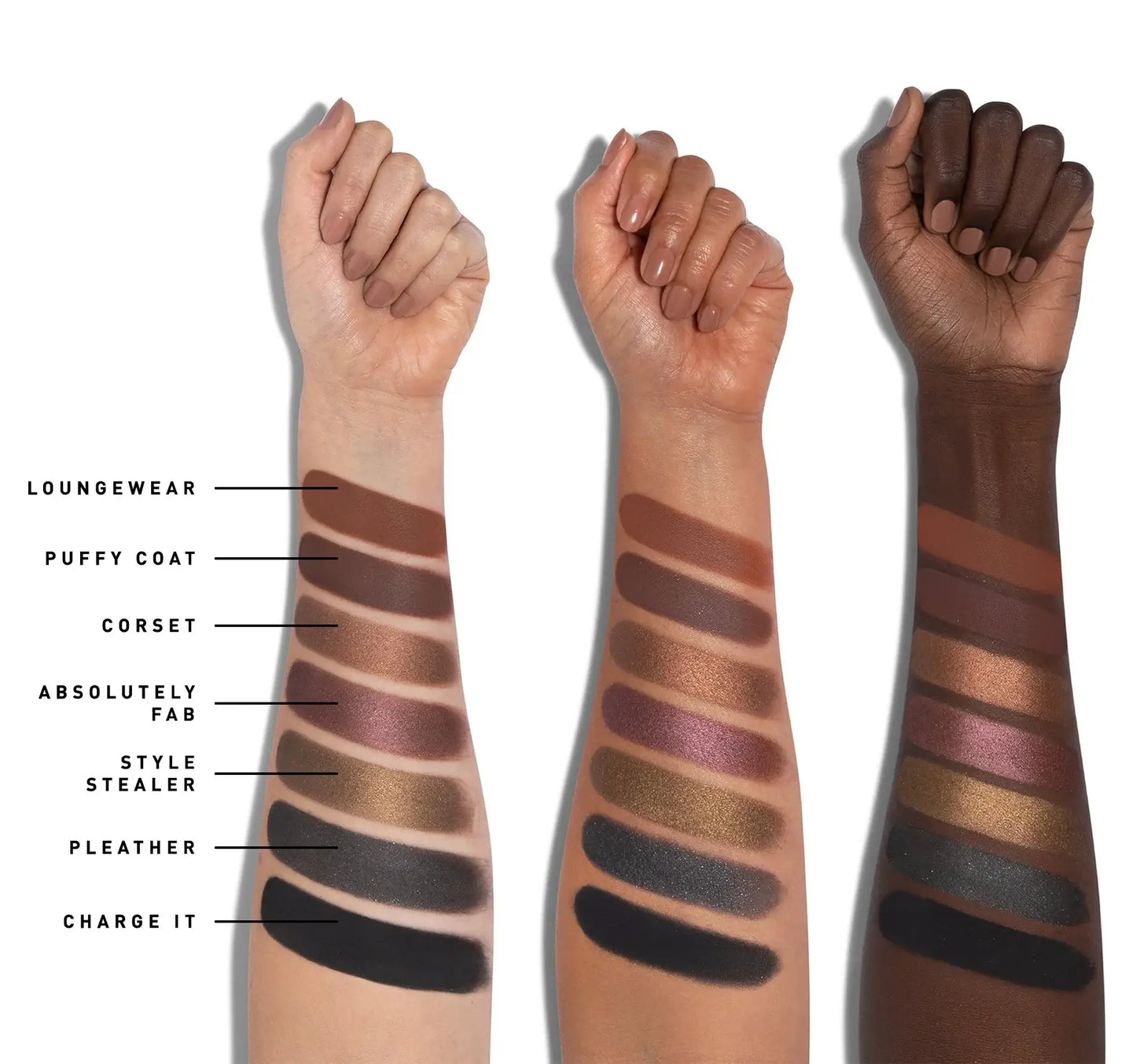 image showing swatch of Morphe 35F Fall into Frost Eyeshadow Palette available at Heygirl.pk for delivery in Pakistan