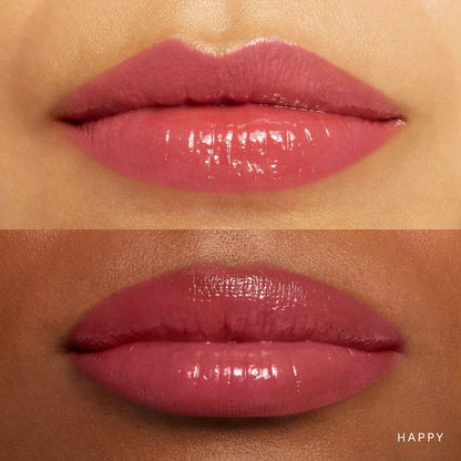 image showing swatch of Rare Beauty Soft Pinch Tinted Lip Oil in Happy shade available at Heygirl.pk for delivery in Pakistan. 