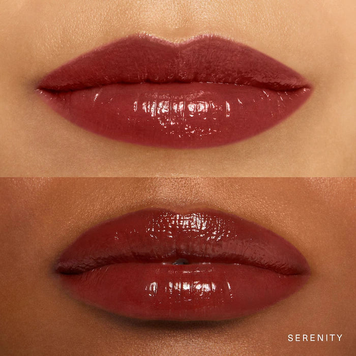 image showing swatch of 100% original Rare Beauty Soft Pinch Tinted Lip Oil in Serenity shade available at Heygirl.pk for delivery in Pakistan. 
