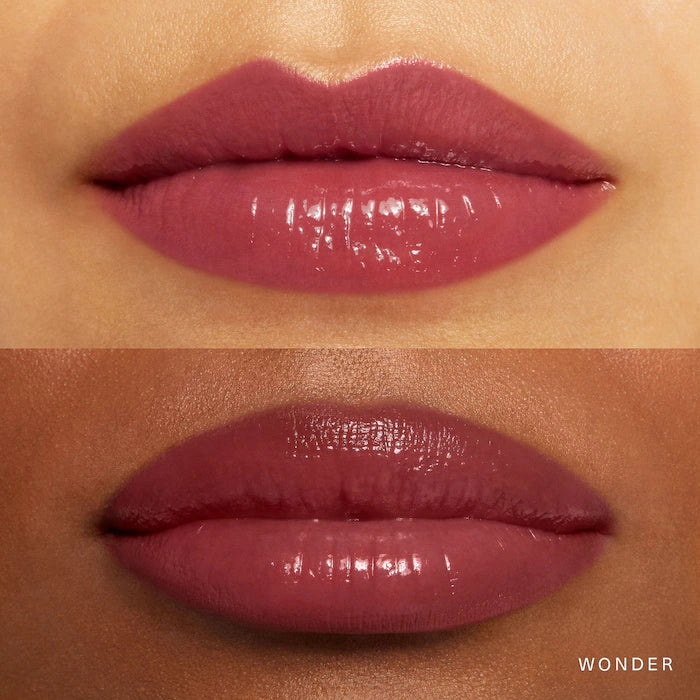 image showing swatch of 100% original Rare Beauty Soft Pinch Tinted Lip Oil in Wonder shade available at Heygirl.pk for delivery in Pakistan. 