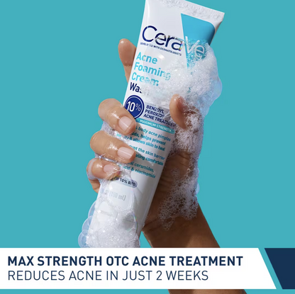 image showing benefits of using CeraVe Acne Foaming Cream Wash for acne and pimples available in Pakistan