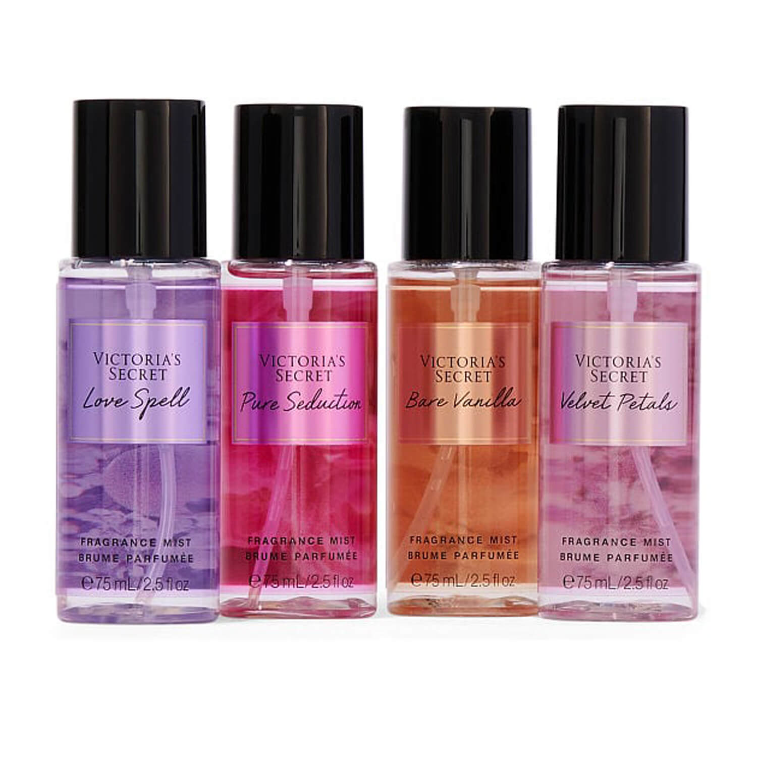 Shop Victoria Secret best-selling mists in Pure Seduction, Velvet Petals, Love Spell and Bare Vanilla fragrances available at Heygirl.pk for delivery in Pakistan