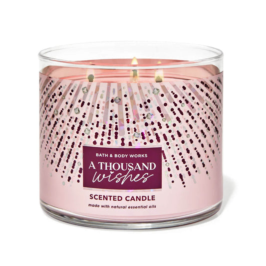 Shop 100% original Bath and Body Works' best-selling candle in Thousand wishes fragrance available at Heygirl.pk for delivery in Pakistan.