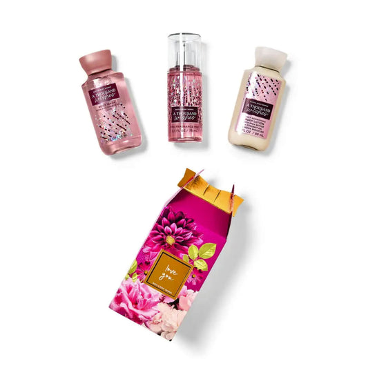 shop bath and body travel gift set for her in thousand wishes fragrance available at Heygirl.pk for delivery in Pakistan
