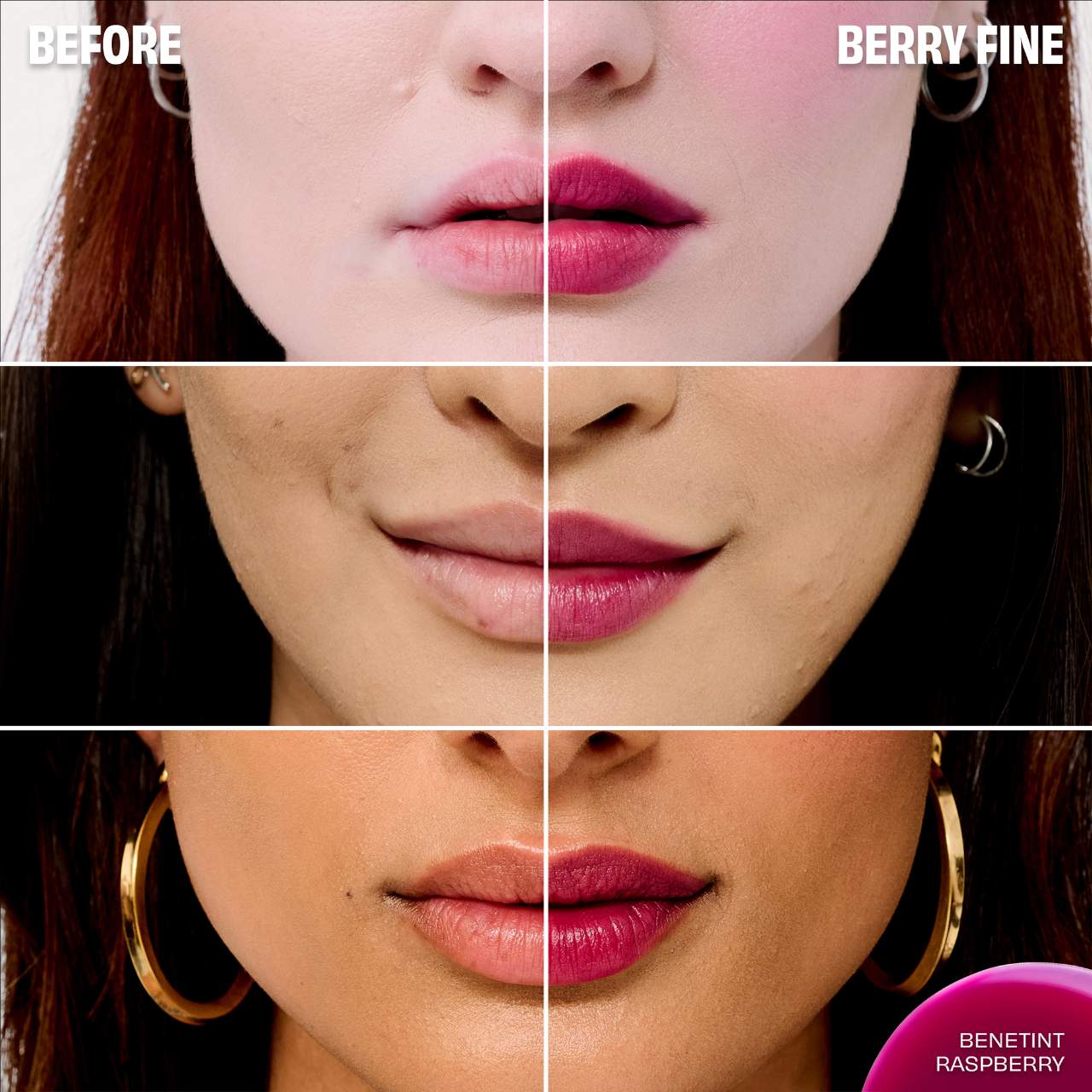 before and after result of Benefit Benetint Lip & Cheek Stain for her available at Heygirl.pk for delivery in Pakistan
