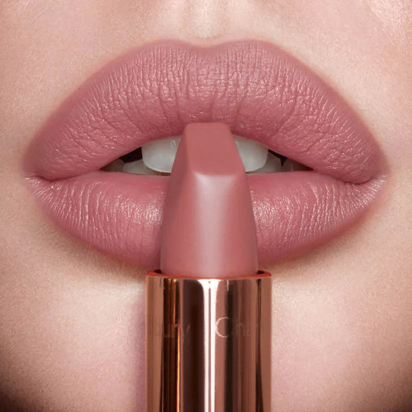 image showing Pakistani girl lips wearing charlotte tilbury pillow talk lipstick available at Heygirl.pk for delivery in Pakistan