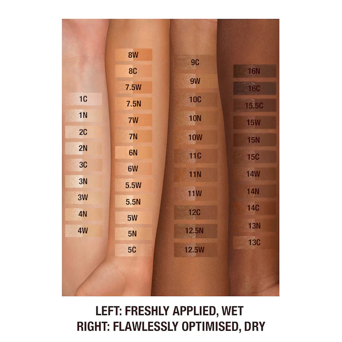 image showing swatch of Charlotte Tilbury Airbrush Flawless Foundation shades available at heygirl.pk for delivery in Pakistan