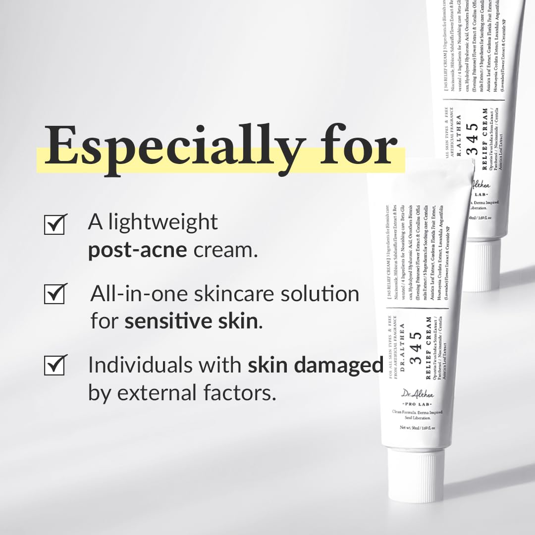 image showing benefits of using Dr Althea 345 korean Relief Cream for dark spots and blemishes available at Heygirl.pk for delivery in Pakistan. 
