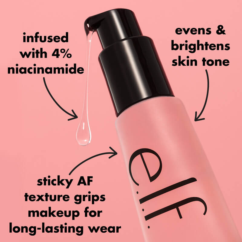 image showing benefits of using Elf Cosmetics Power Grip Primer with niacinamide available at Heygirl.pk for delivery in Pakistan. 
