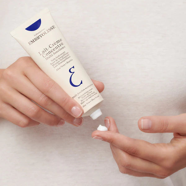 image showing how to use Embryolisse Lait-Crème Concentré Face & Body Cream available at Heygirl.pk for delivery in Pakistan.