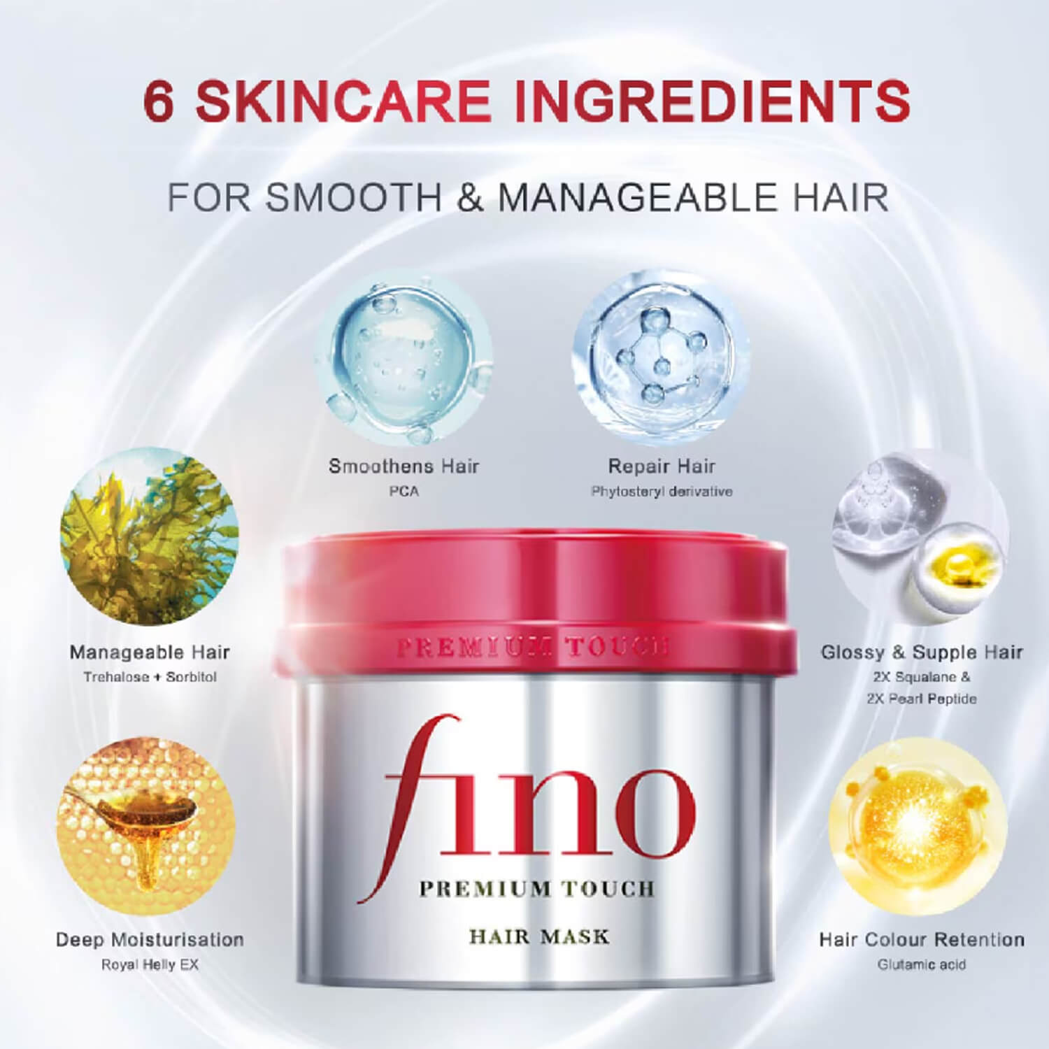image showing benefits of Fino Premium Touch Hair Mask for damaged hair available at Heygirl.pk for delivery in Pakistan.