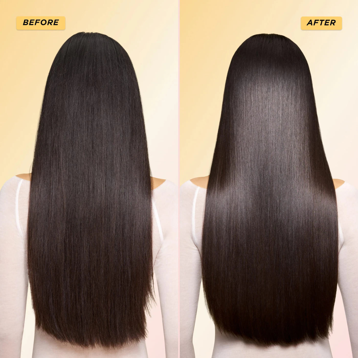 before and after image of using Gisou hair therapy mask for hydrated and shiny hair available at Heygirl.pk for delivery in Pakistan. 