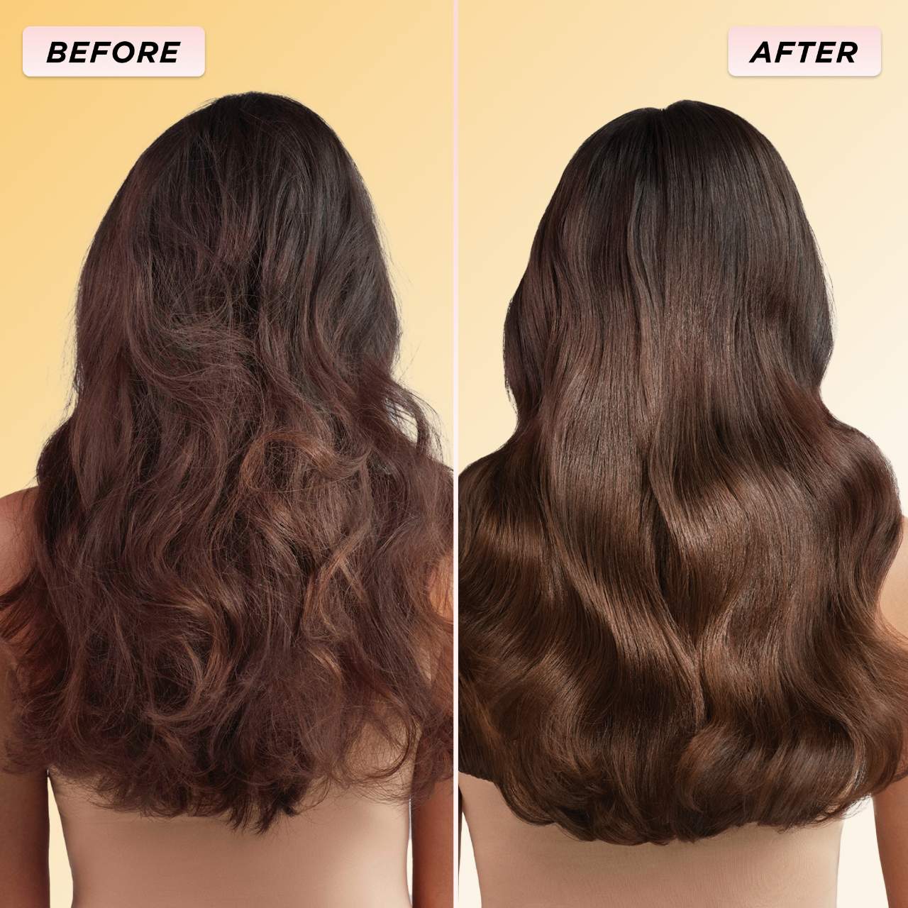 Before and after comparison of using Gisou honey hair oil for her available at Heygirl.pk for delivery in Pakistan