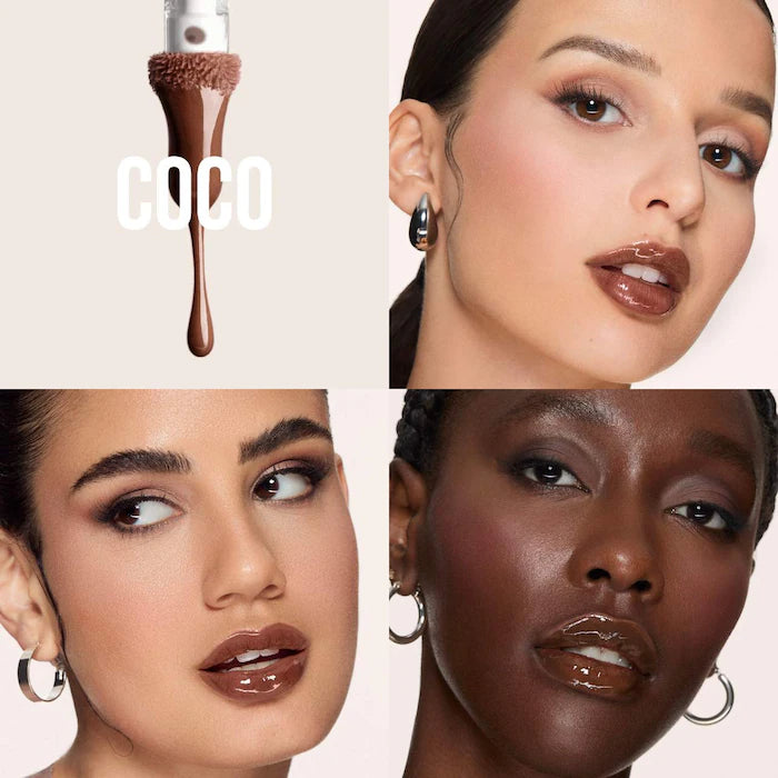 swatch image of original Huda Beauty Faux Filler Lip Gloss coco available at Heygirl.pk for delivery in Pakistan. 