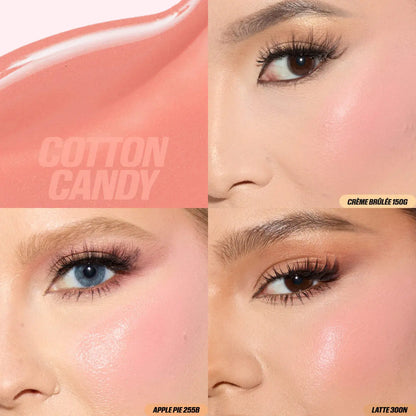 swatch image of Huda Beauty Glow Liquid Blush cotton candy for HER available at Heygirl.pk for delivery in Pakistan.