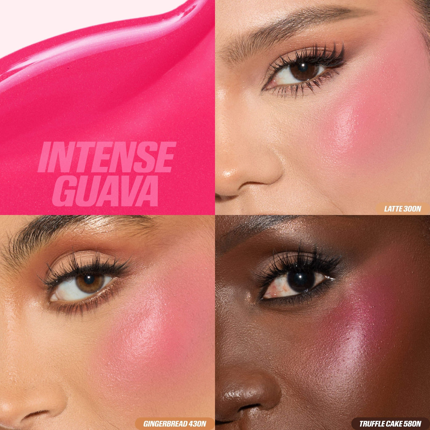 swatch image of Huda Beauty Glow Liquid Blush intense guava for HER available at Heygirl.pk for delivery in Pakistan.