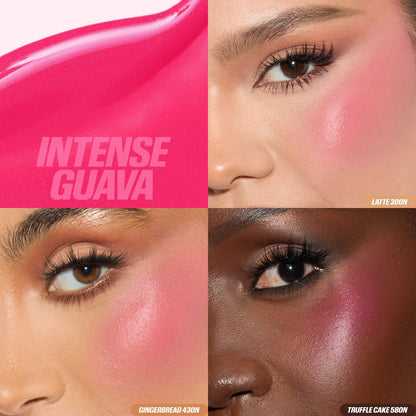 swatch image of Huda Beauty Glow Liquid Blush intense guava for HER available at Heygirl.pk for delivery in Pakistan.