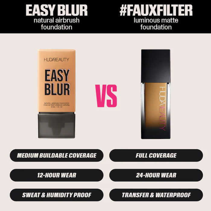 image showing huda easy blur foundation and matte foundation for her available at Heygirl.pk for delivery in Pakistan