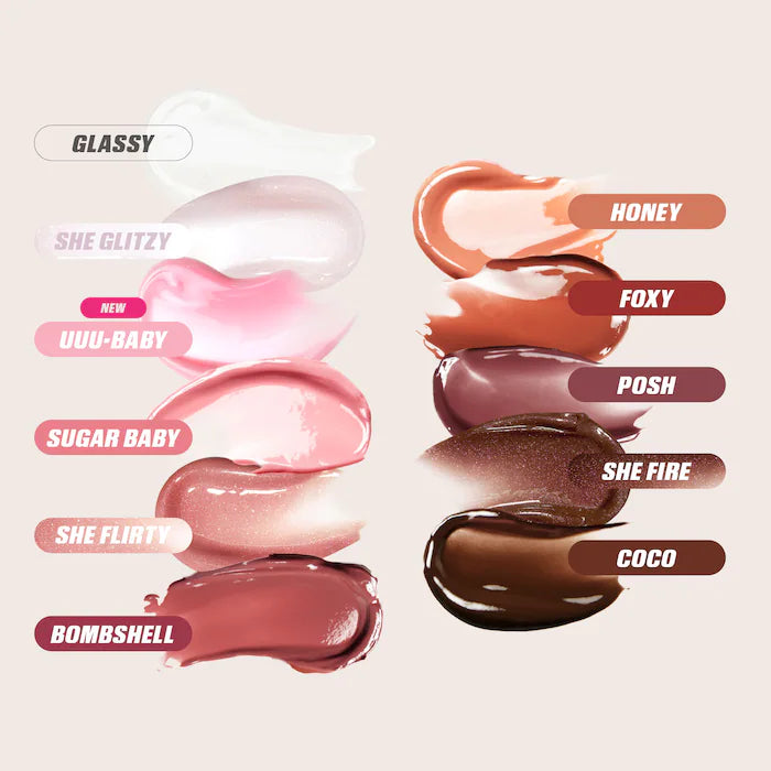 swatch image of original Huda Beauty Faux Filler Lip Gloss available at Heygirl.pk for delivery in Pakistan. 