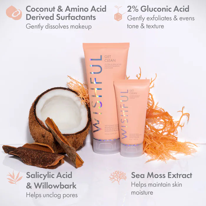 image showing ingredients of Huda Beauty PHA foaming cleanser for normal to oily skin available at Heygirl.pk for delivery in Pakistan