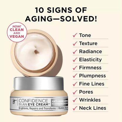 image showing benefits of using IT Cosmetics Anti Aging Eye Cream available at Heygirl.pk for delivery in Pakistan. 