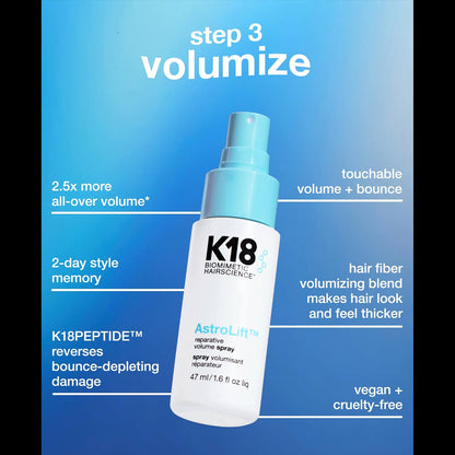 image showing benefits of using k18 hair volume spray available at Heygirl.pk in Pakistan