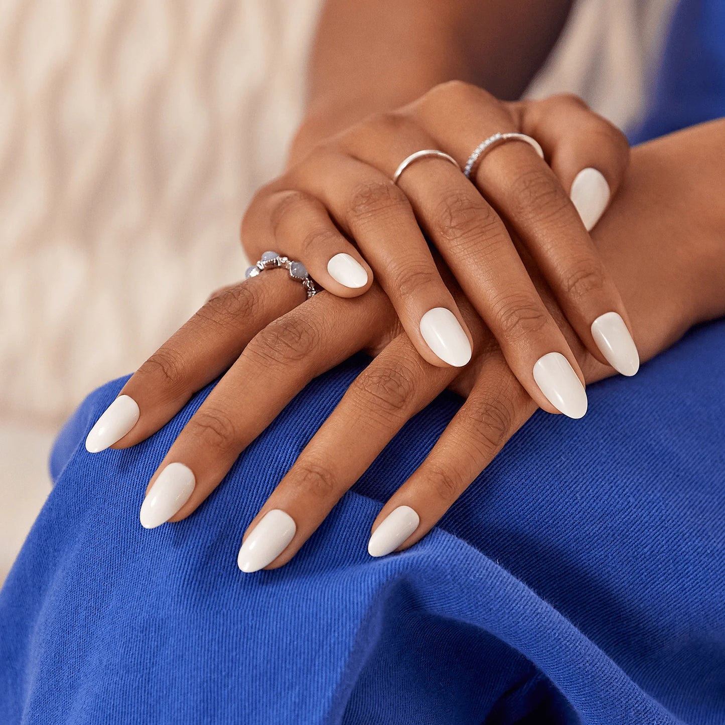 Shop artificial press-on manicure and nails in white almond shape for Eid wear available at Heygirl.pk for delivery in Pakistan.
