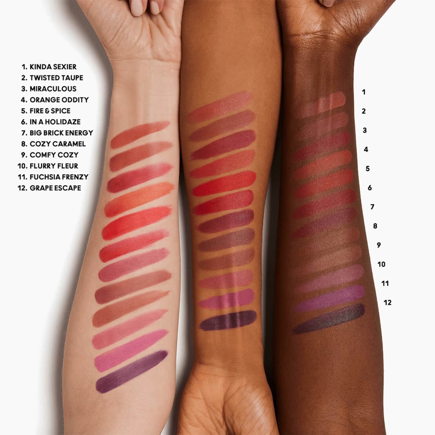 image showing swatch of MAC best-selling powder kiss lipstick gift set for her available at Heygirl.pk for delivery in Pakistan.