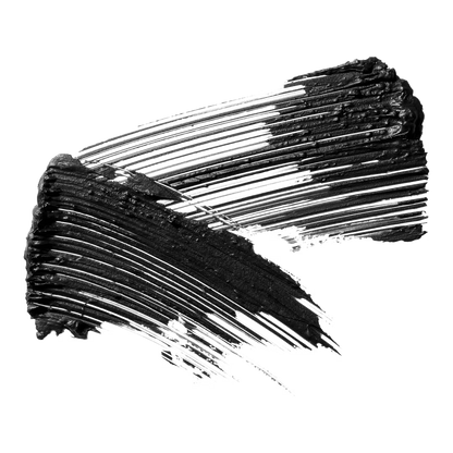 Black makeup brush strokes on a white background