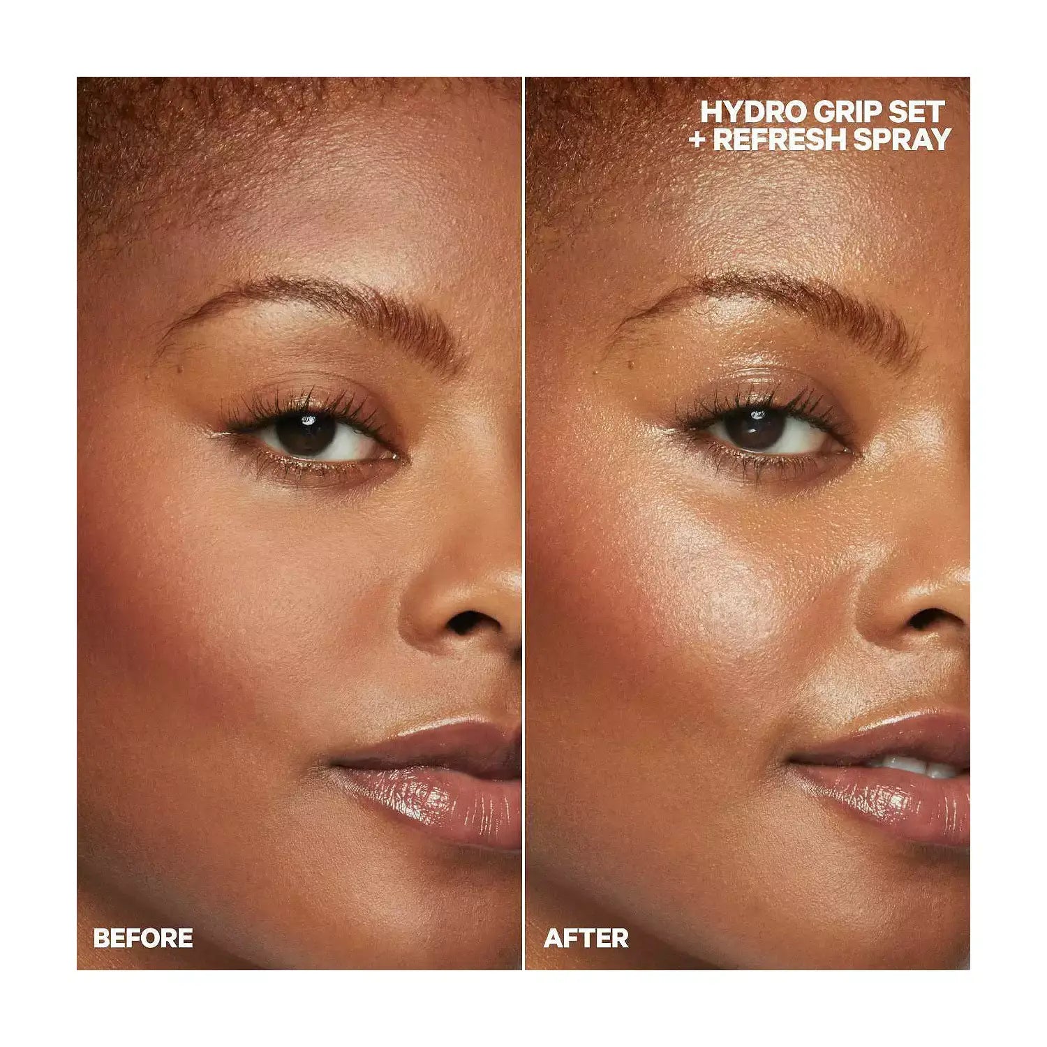image showing before and after of using milk makeup grip primer and setting spray set available at heygirl.pk for delivery in Pakistan