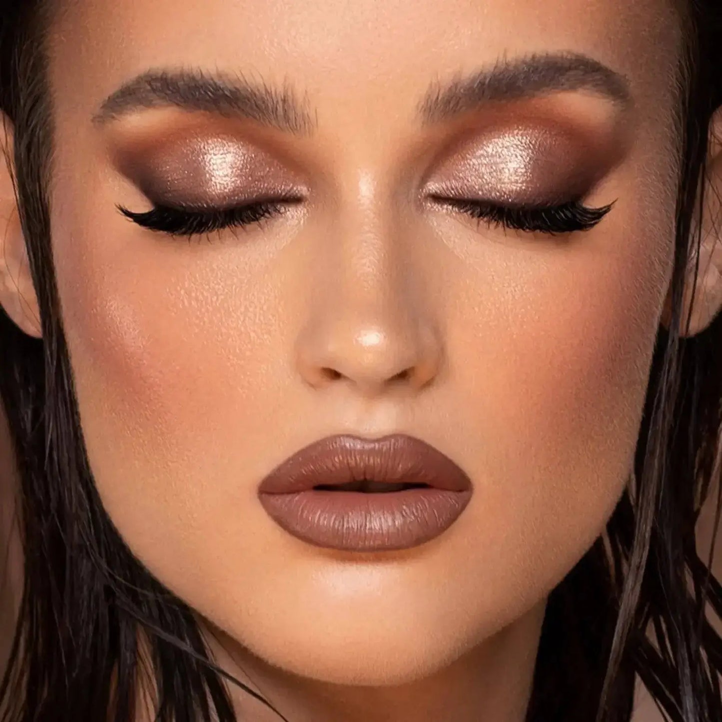 closeup of a woman after using Natasha Denona Face Palette for eyes and cheeks available at Heygirl.pk for delivery in Pakistan.