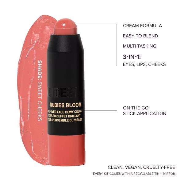 swatch image of Nudestix Pretty Blush kit for her available at Heygirl.pk for delivery in Pakistan.