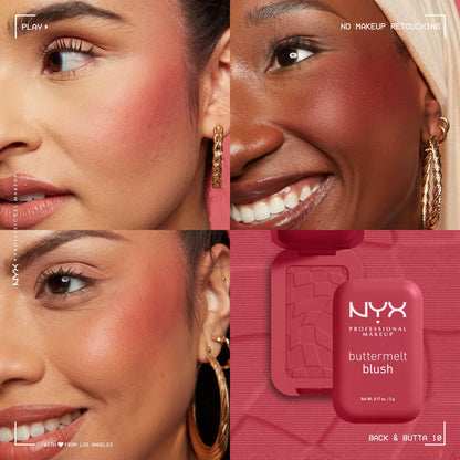 closeup swatch face image of NYX Butter Powder Blush for HER available at Heygirl.pk for delivery in Pakistan. 