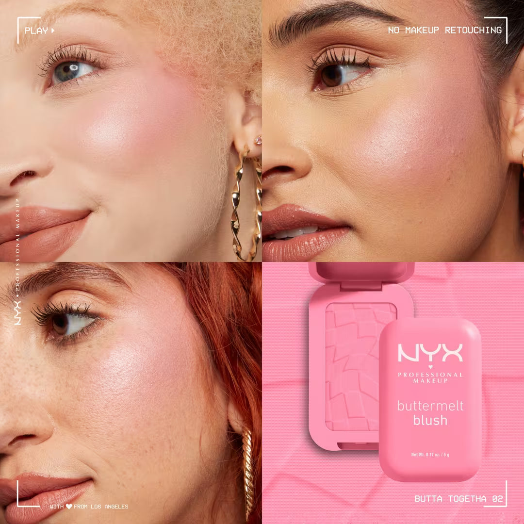 closeup swatch face image of NYX Butter Powder Blush for HER available at Heygirl.pk for delivery in Pakistan. 