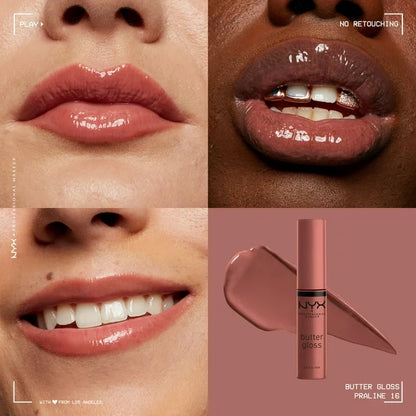swatch image of nyx butter lip gloss gift set available at Heygirl.pk for delivery in Pakistan